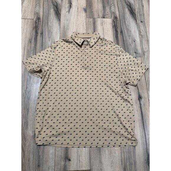 Cremieux Men’s XL Classics Polo Blue Paisley on Tan Collared Short Sleeve Shirt - Picture 1 of 5